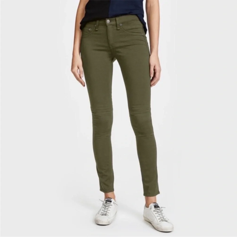 Rag & Bone‎ Mid Rise Skinny Army Olive Green Jeans Size 25 - Picture 5 of 14